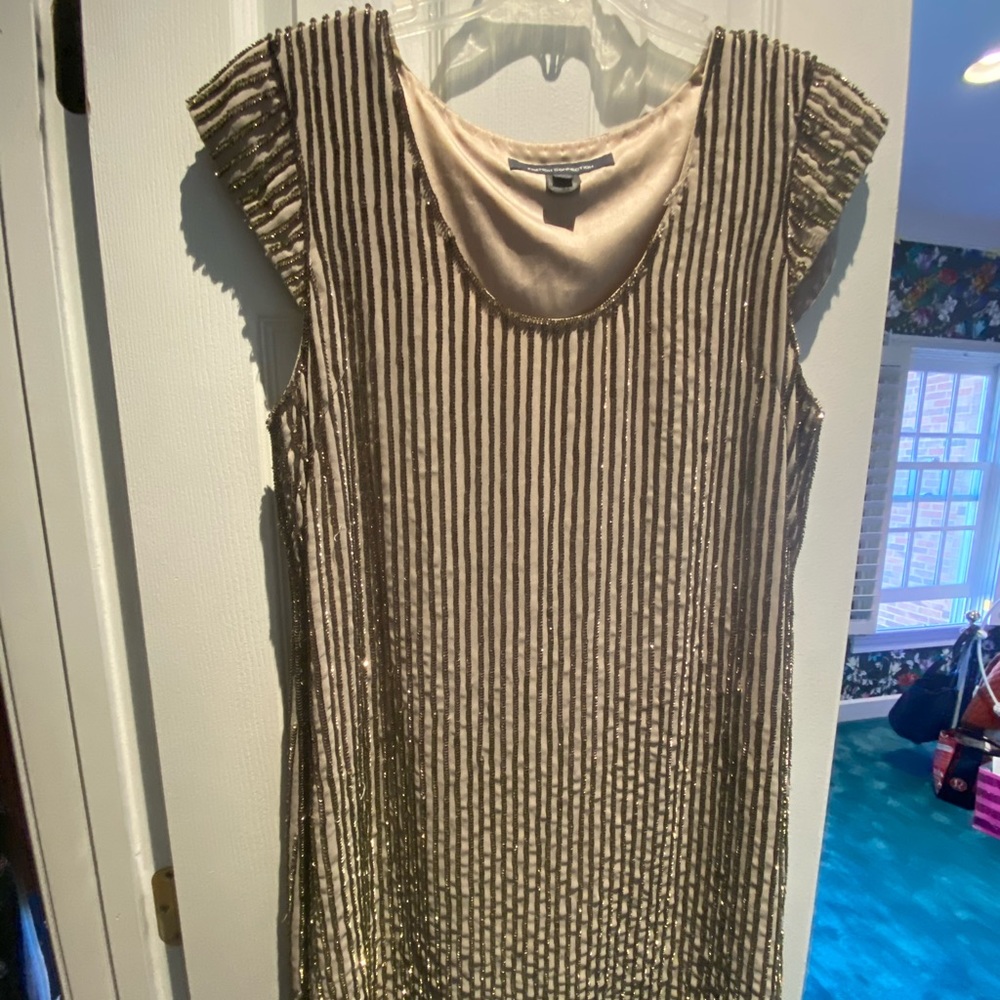 French Connection Gold Sequined Mini Dress